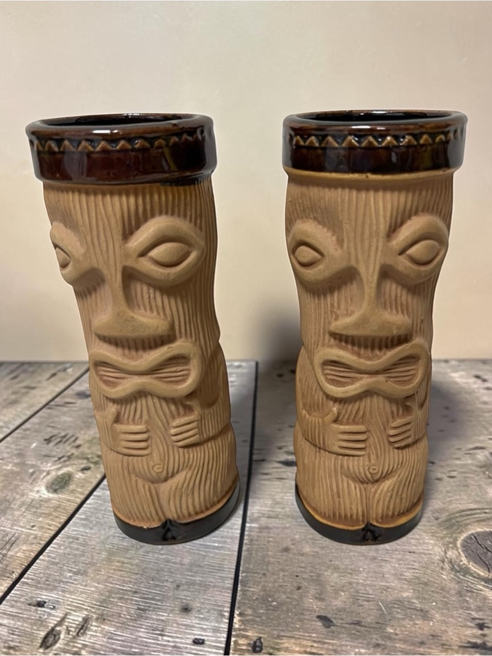Vintage Tiki Mugs PMP Paul Marshal Products Peanut Style Hawaiian Bar Tumbler